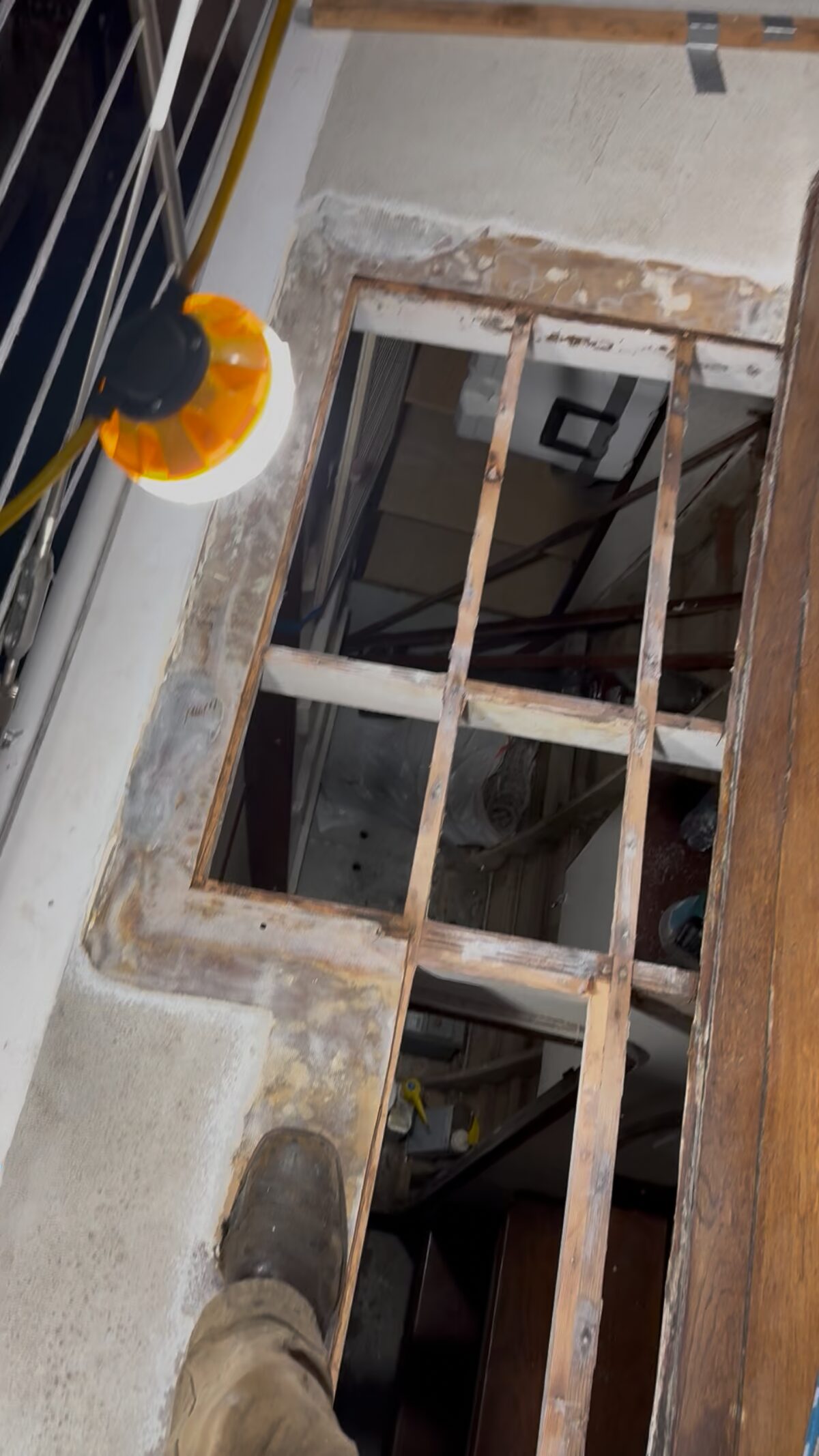 Open deck repair area showing underlying structure